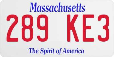 MA license plate 289KE3