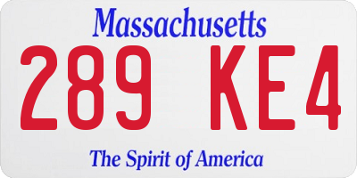 MA license plate 289KE4