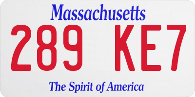 MA license plate 289KE7