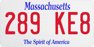 MA license plate 289KE8
