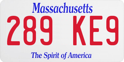 MA license plate 289KE9
