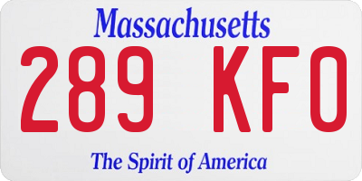 MA license plate 289KF0