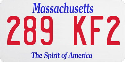 MA license plate 289KF2