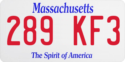 MA license plate 289KF3