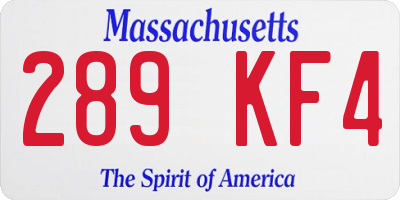 MA license plate 289KF4