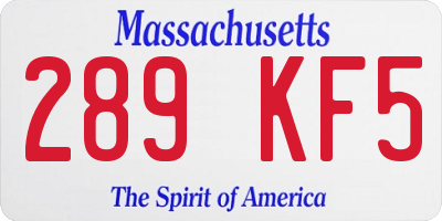 MA license plate 289KF5