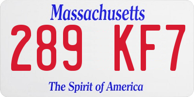MA license plate 289KF7