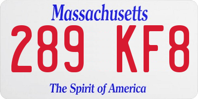 MA license plate 289KF8