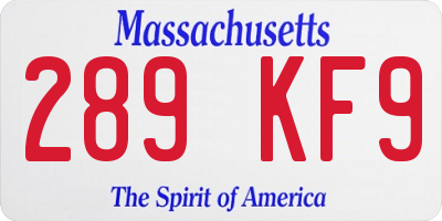 MA license plate 289KF9