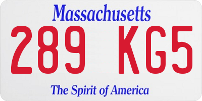 MA license plate 289KG5