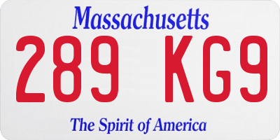 MA license plate 289KG9