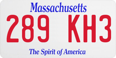 MA license plate 289KH3