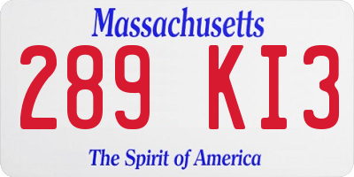 MA license plate 289KI3