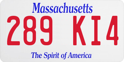 MA license plate 289KI4