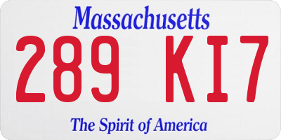 MA license plate 289KI7