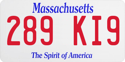 MA license plate 289KI9
