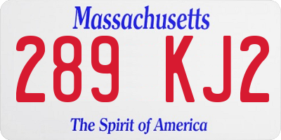 MA license plate 289KJ2