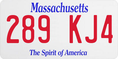 MA license plate 289KJ4