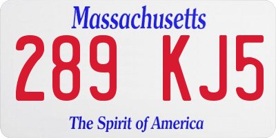 MA license plate 289KJ5
