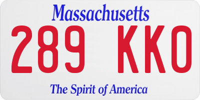 MA license plate 289KK0