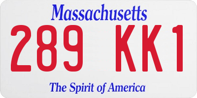 MA license plate 289KK1