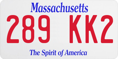 MA license plate 289KK2