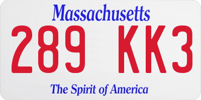 MA license plate 289KK3