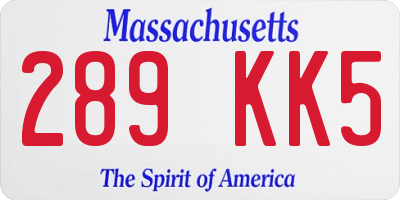 MA license plate 289KK5