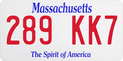 MA license plate 289KK7
