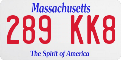 MA license plate 289KK8