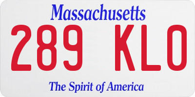MA license plate 289KL0