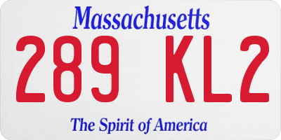 MA license plate 289KL2