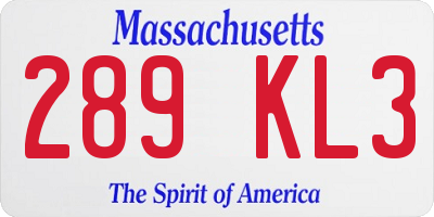 MA license plate 289KL3