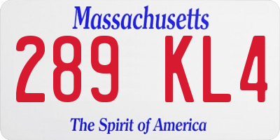 MA license plate 289KL4