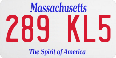 MA license plate 289KL5