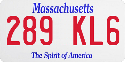 MA license plate 289KL6