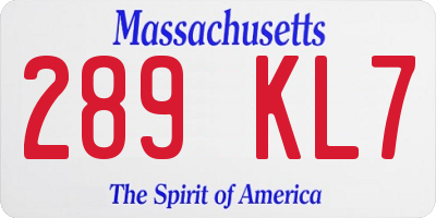 MA license plate 289KL7