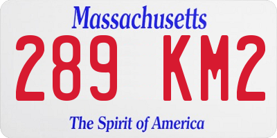 MA license plate 289KM2