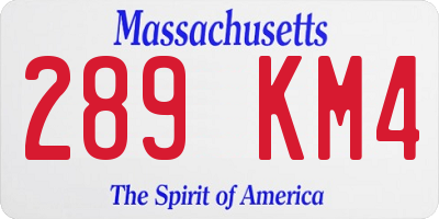 MA license plate 289KM4