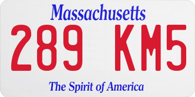 MA license plate 289KM5