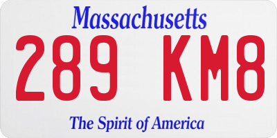 MA license plate 289KM8