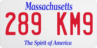 MA license plate 289KM9