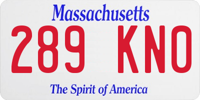 MA license plate 289KN0