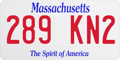 MA license plate 289KN2