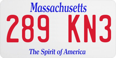 MA license plate 289KN3