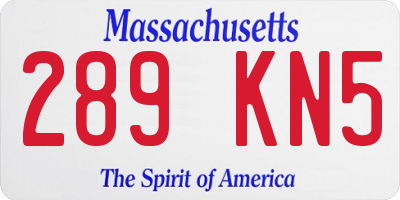 MA license plate 289KN5