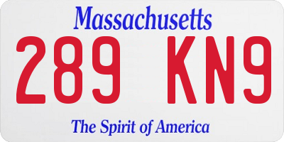 MA license plate 289KN9