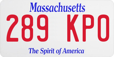 MA license plate 289KP0