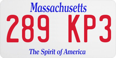 MA license plate 289KP3
