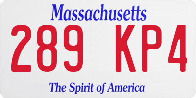 MA license plate 289KP4